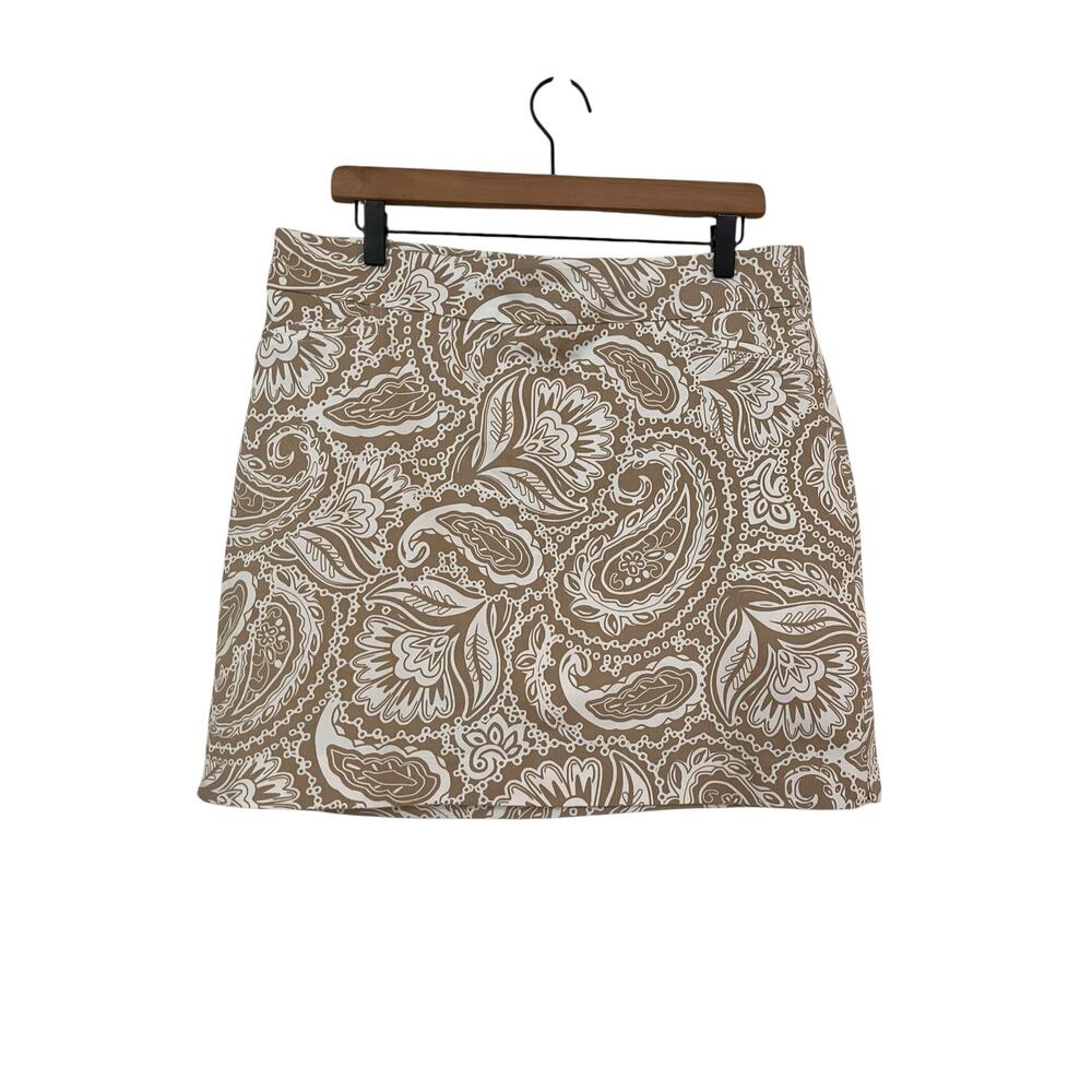 Croft and Barrow Womens The Effortless Stretch Short Tan Paisley Size 12 Regular